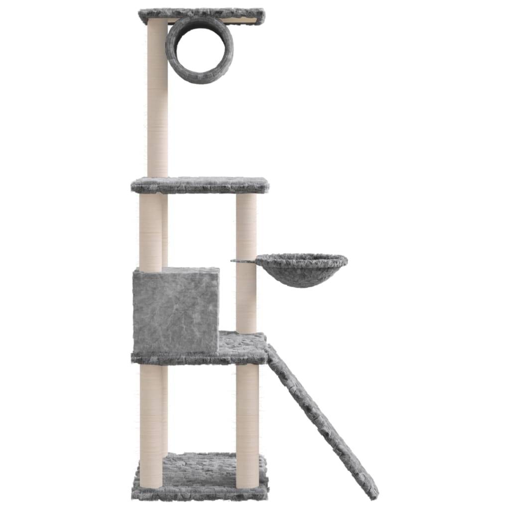 Arbre à chat bois et sisal gris clair 76.5 x 70 x 131 cm - PANGIVO - Image 4