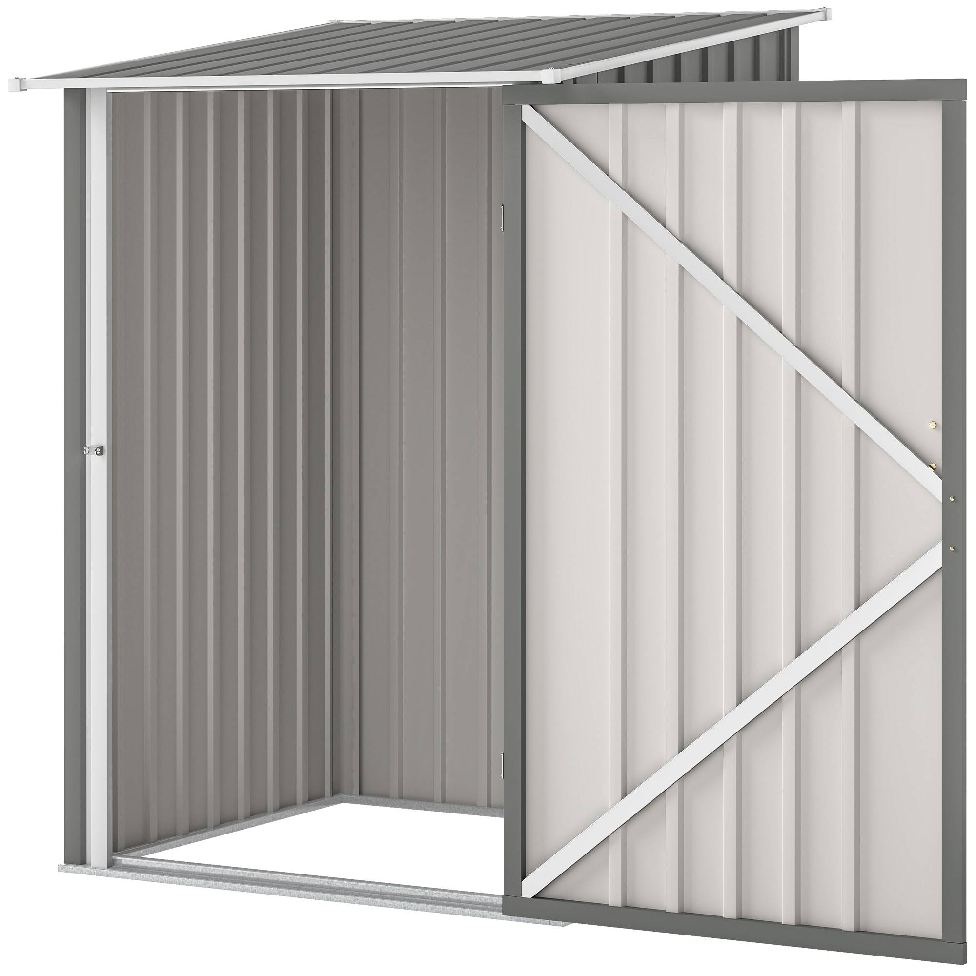 Abri de jardin acier galvanisé extérieur rangement outils battant 100x104x160cm gris - ComfortXL Outdoor Living - Image 2