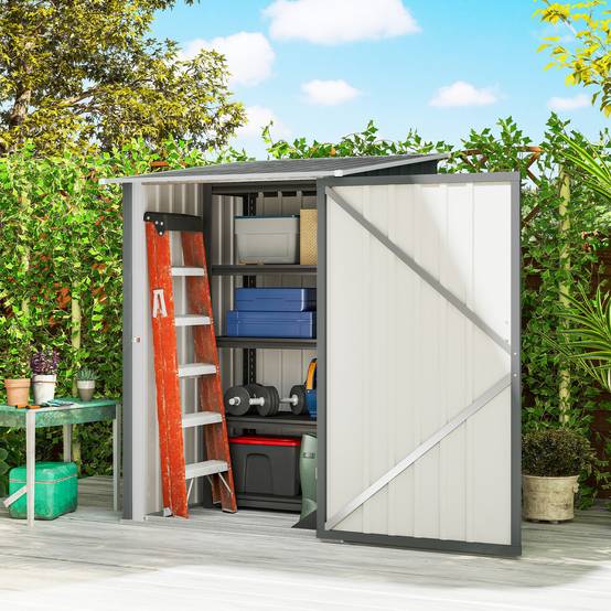 Abri de jardin acier galvanisé extérieur rangement outils battant 100x104x160cm gris - ComfortXL Outdoor Living - Image 3