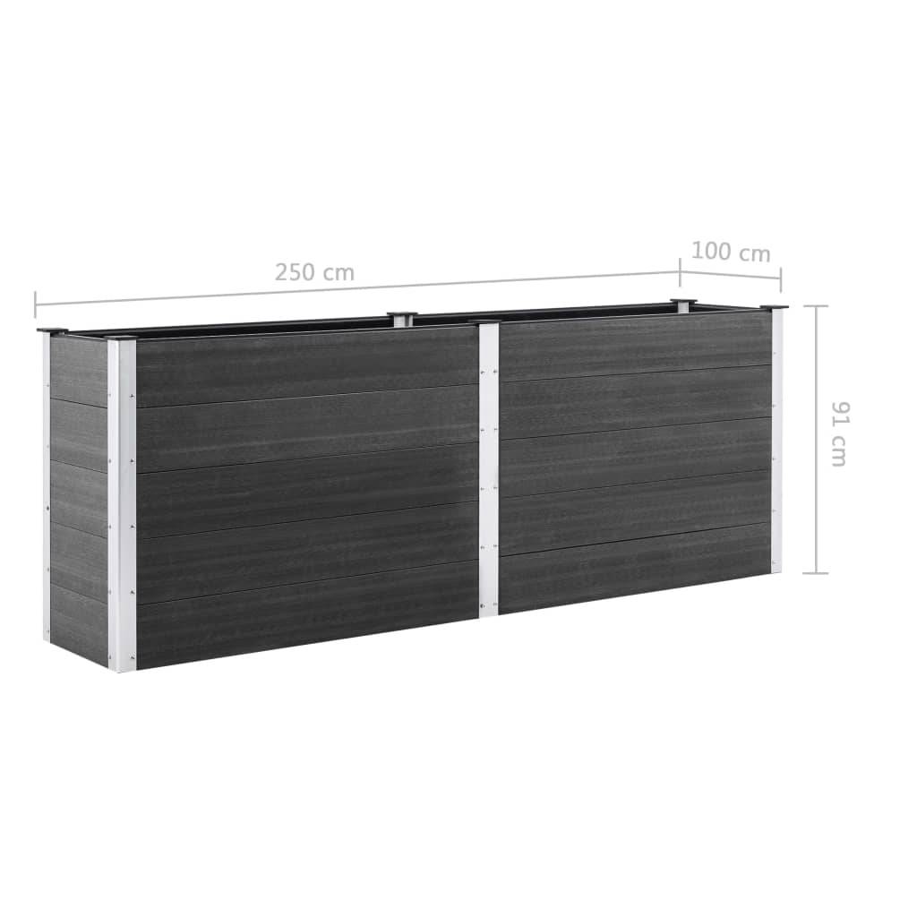 Jardinière lit surélevé plantes fleurs jardin 250 x 100 x 91 cm WPC gris - Image 5