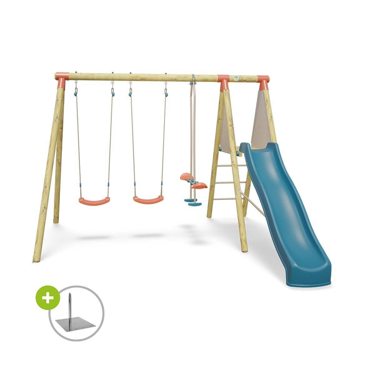Station de jeux bois 2,30 m Topwood YAKI 2 - 6 enfants + Secur'In - Image 1