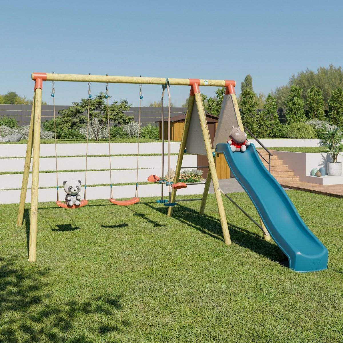 Station de jeux bois 2,30 m Topwood YAKI 2 - 6 enfants + Secur'In - Image 9