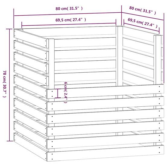 Vidaxl - Composteur 80x80x78 cm Bois massif de pin vidaXL 822187 - Image 9