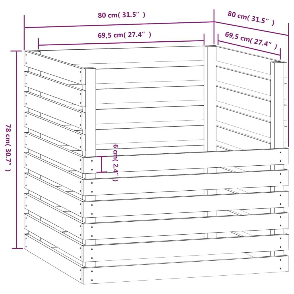 Vidaxl - Composteur 80x80x78 cm Bois massif de pin vidaXL 822187 - Image 3
