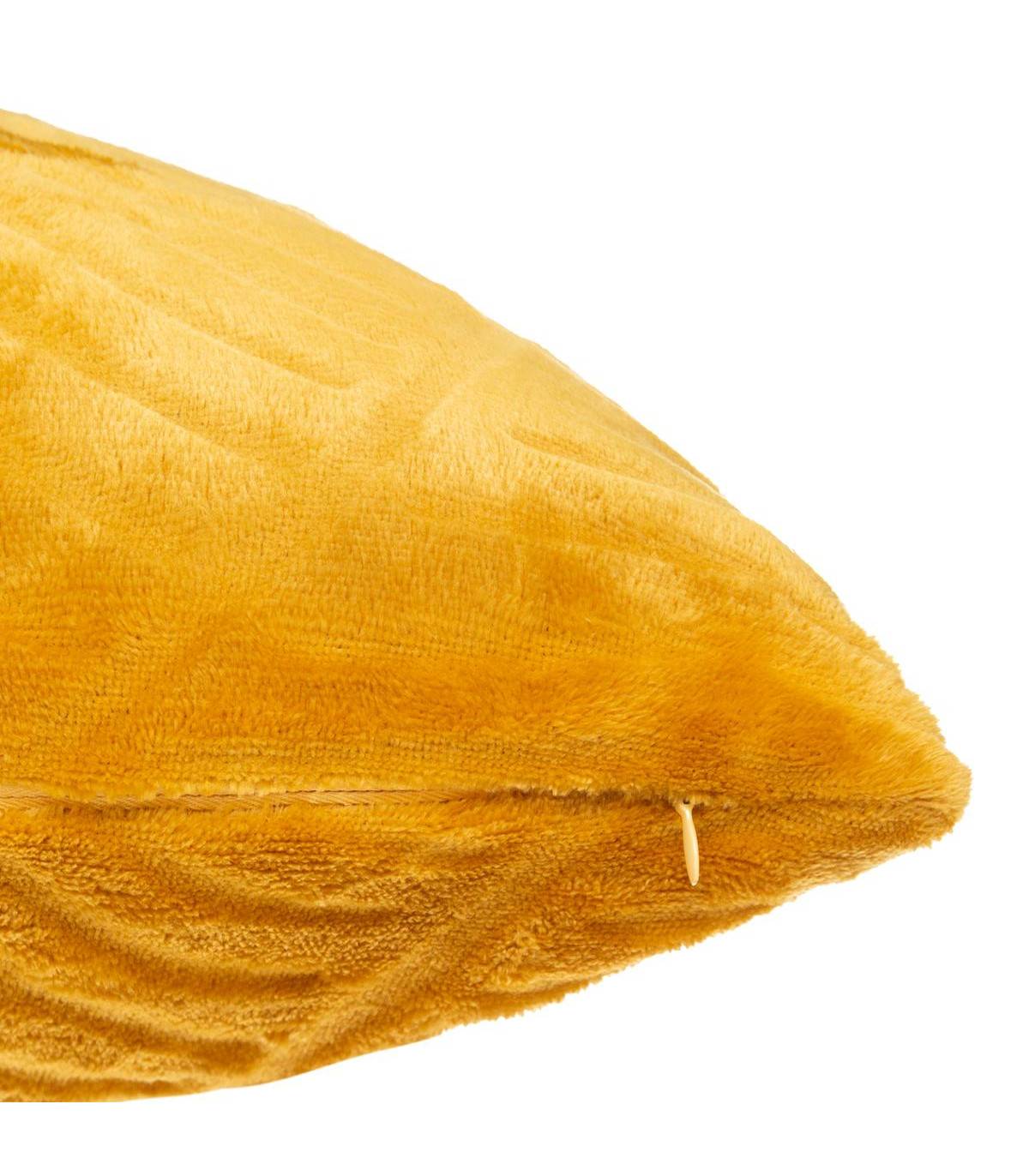 Coussin déhoussable Ocre Feuille en relief 40 x 40 cm - Image 3