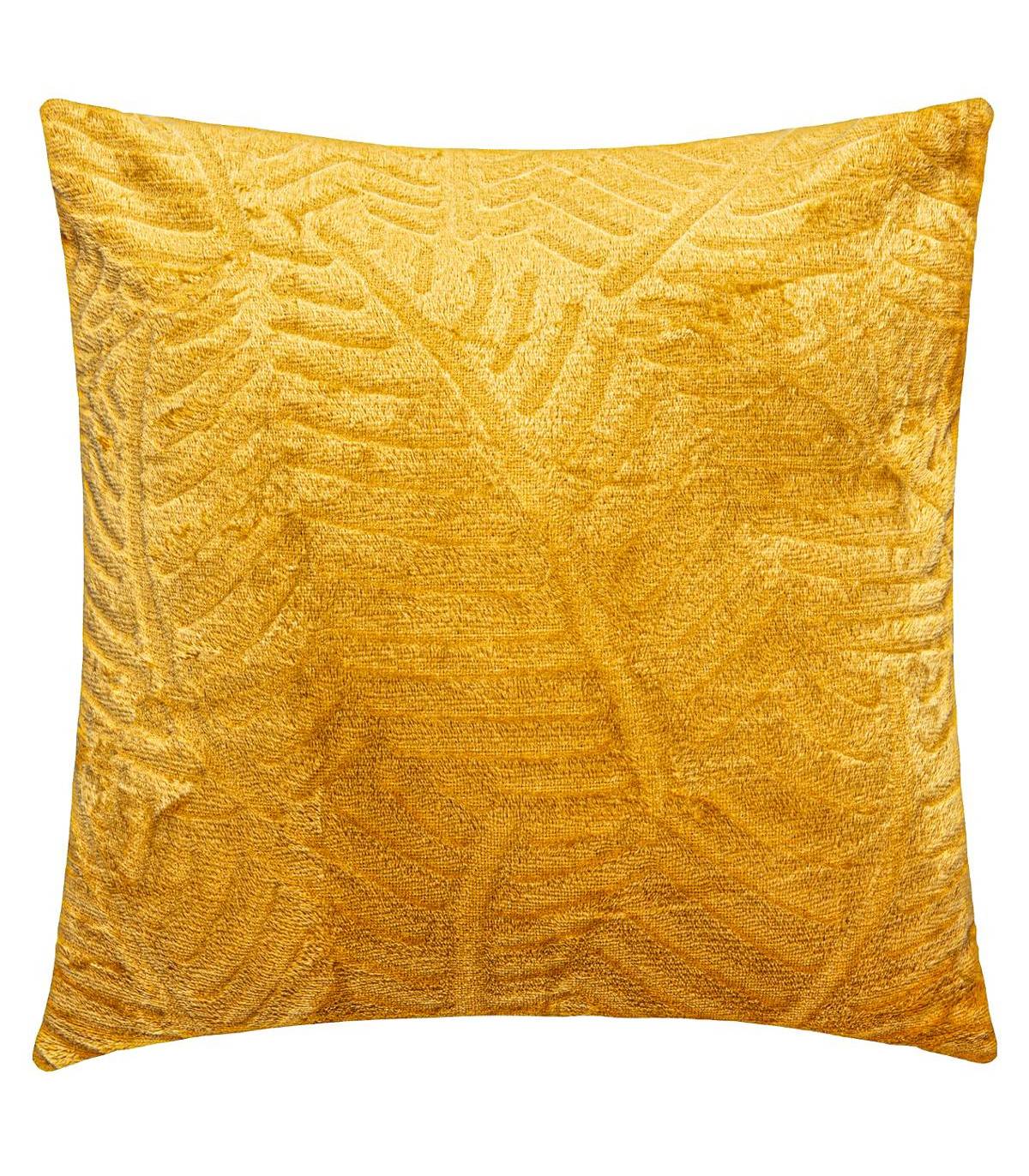 Coussin déhoussable Ocre Feuille en relief 40 x 40 cm - Image 1