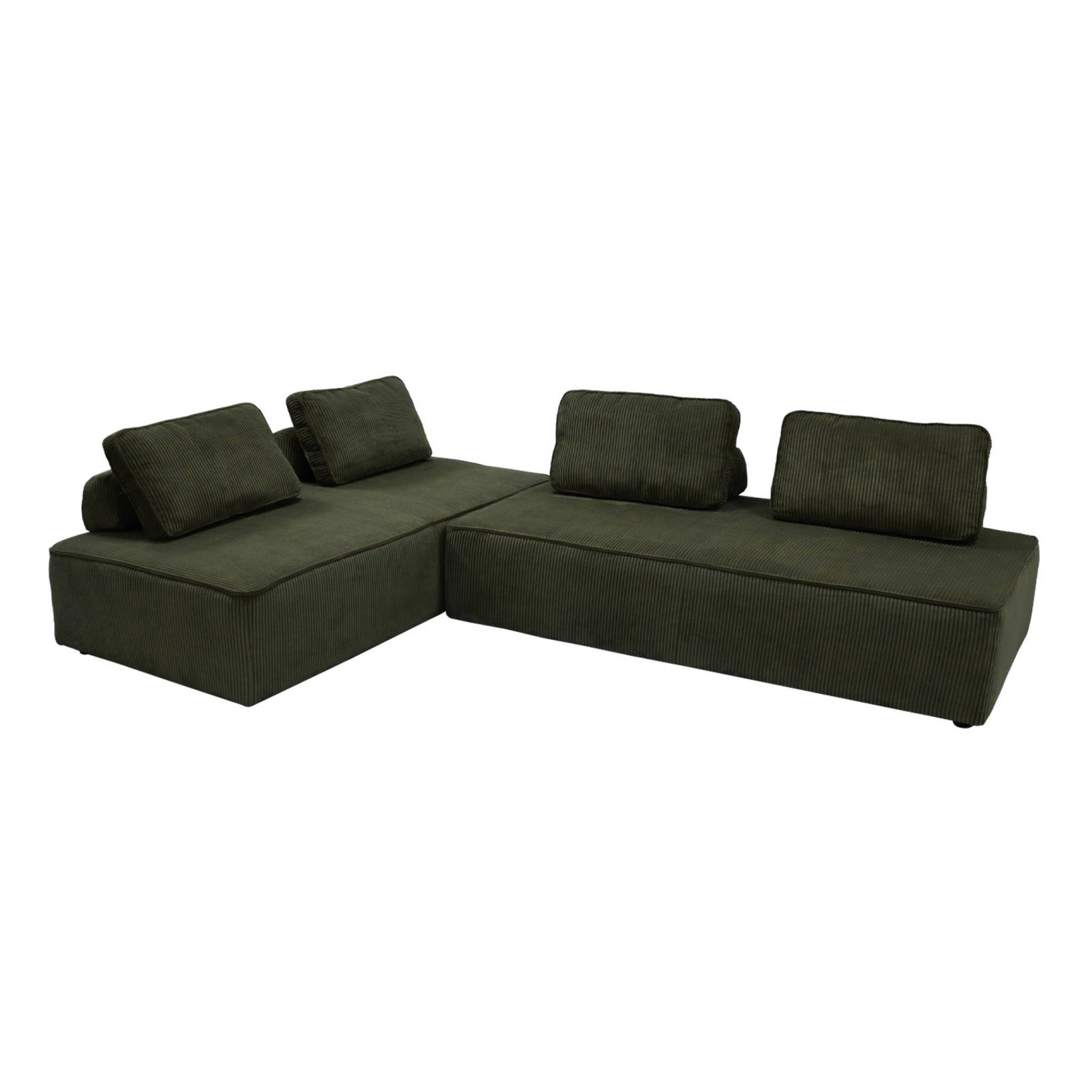 sweeek - Lot de 2 chauffeuses LAO 2 places pour canapé modulable velours côtelé vert foncé. L 180 x P 90 x H 78cm | sweeek - Image 2