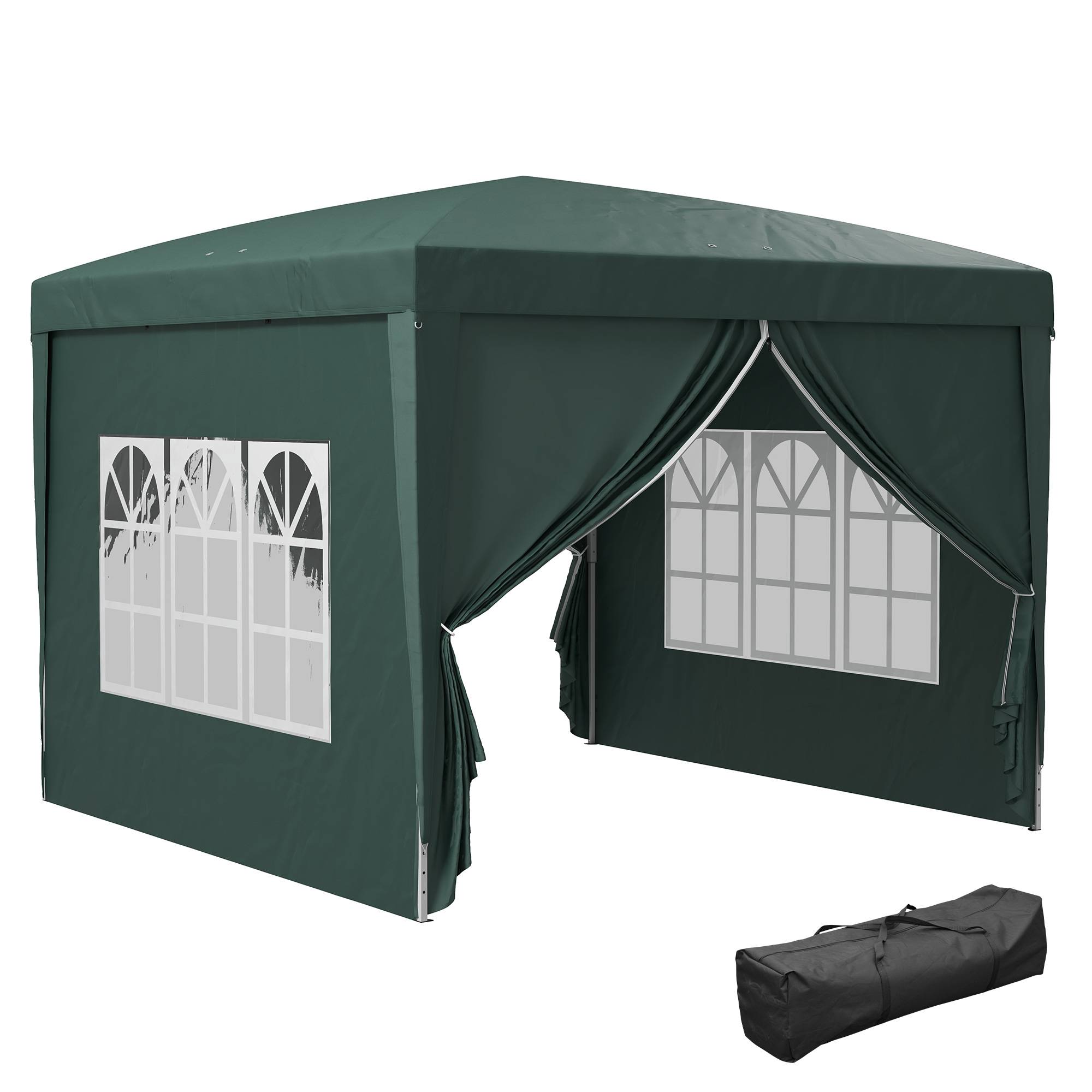 Tonnelle pliante polyester réception fêtes protection UV 3x3 vert - ComfortXL Outdoor Living - Image 1