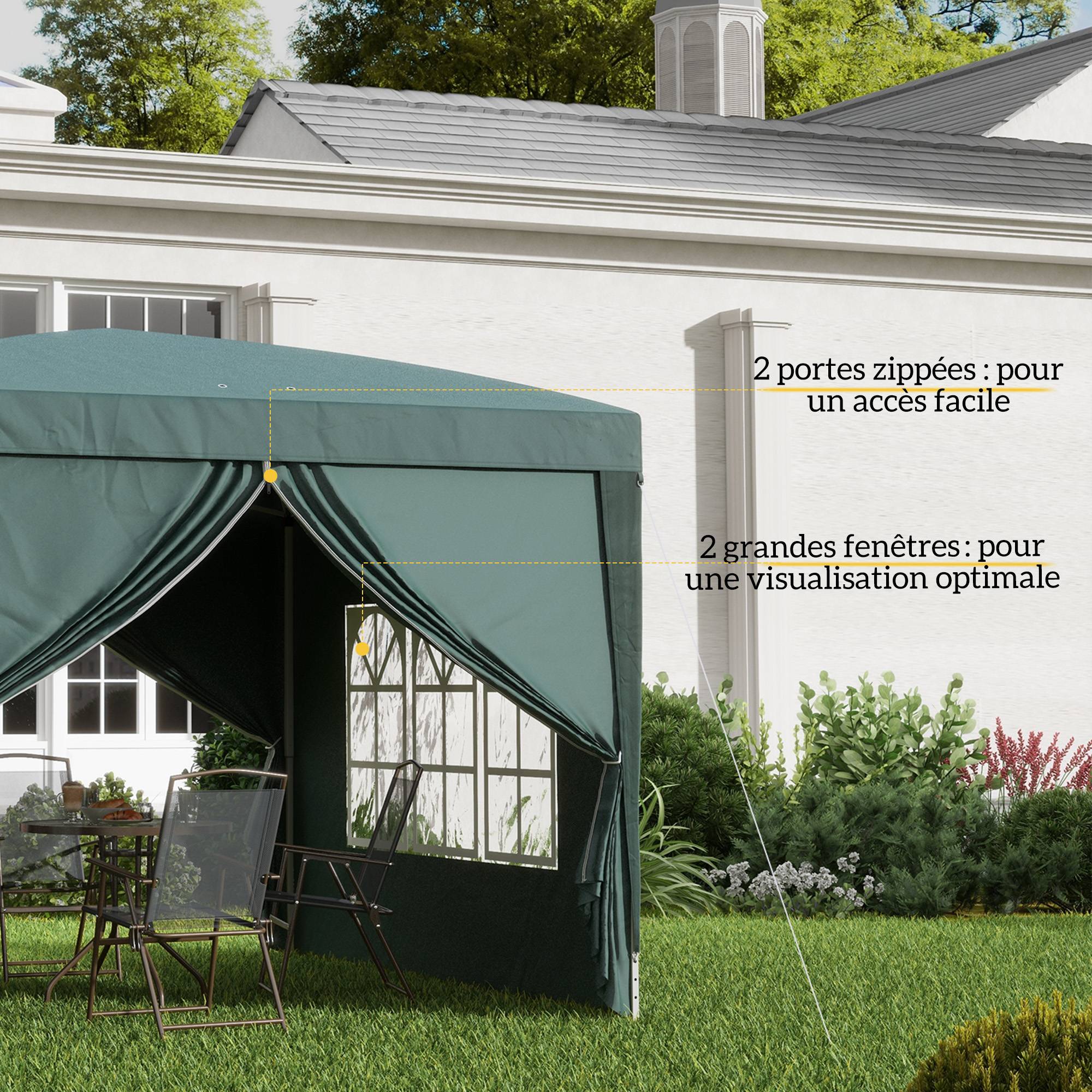 Tonnelle pliante polyester réception fêtes protection UV 3x3 vert - ComfortXL Outdoor Living - Image 9