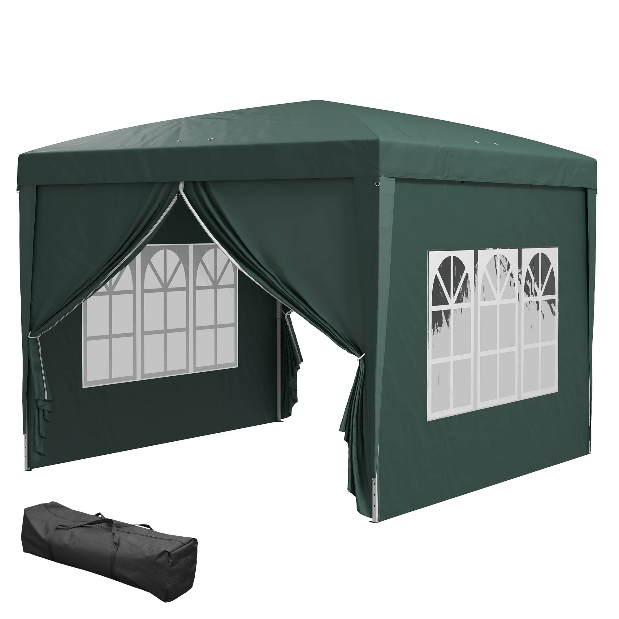 Tonnelle pliante polyester réception fêtes protection UV 3x3 vert - ComfortXL Outdoor Living - Image 2