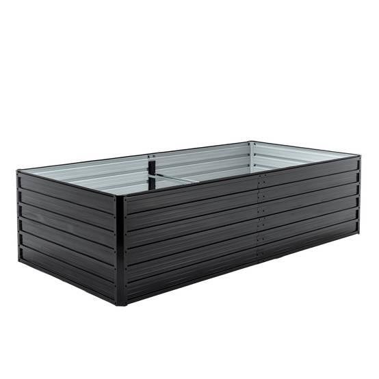 Carré potager surélevé métal pour jardin extérieur fond ouvert 219x112x64cm noir - ComfortXL Outdoor Living - Image 7