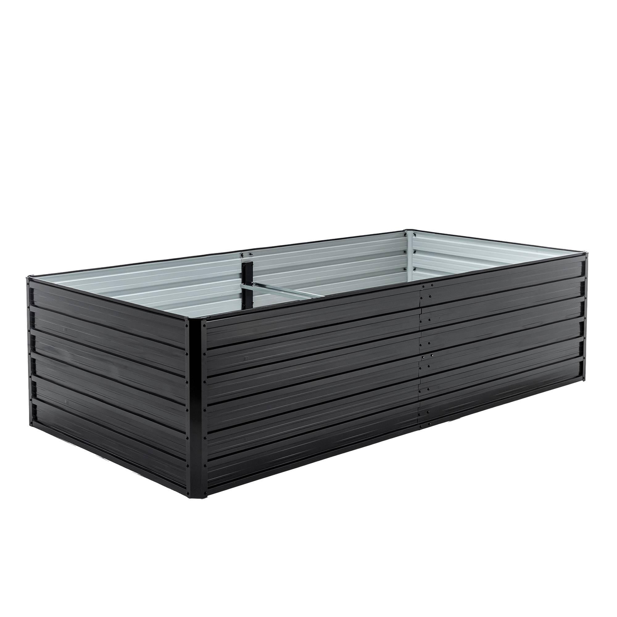 Carré potager surélevé métal pour jardin extérieur fond ouvert 219x112x64cm noir - ComfortXL Outdoor Living - Image 7