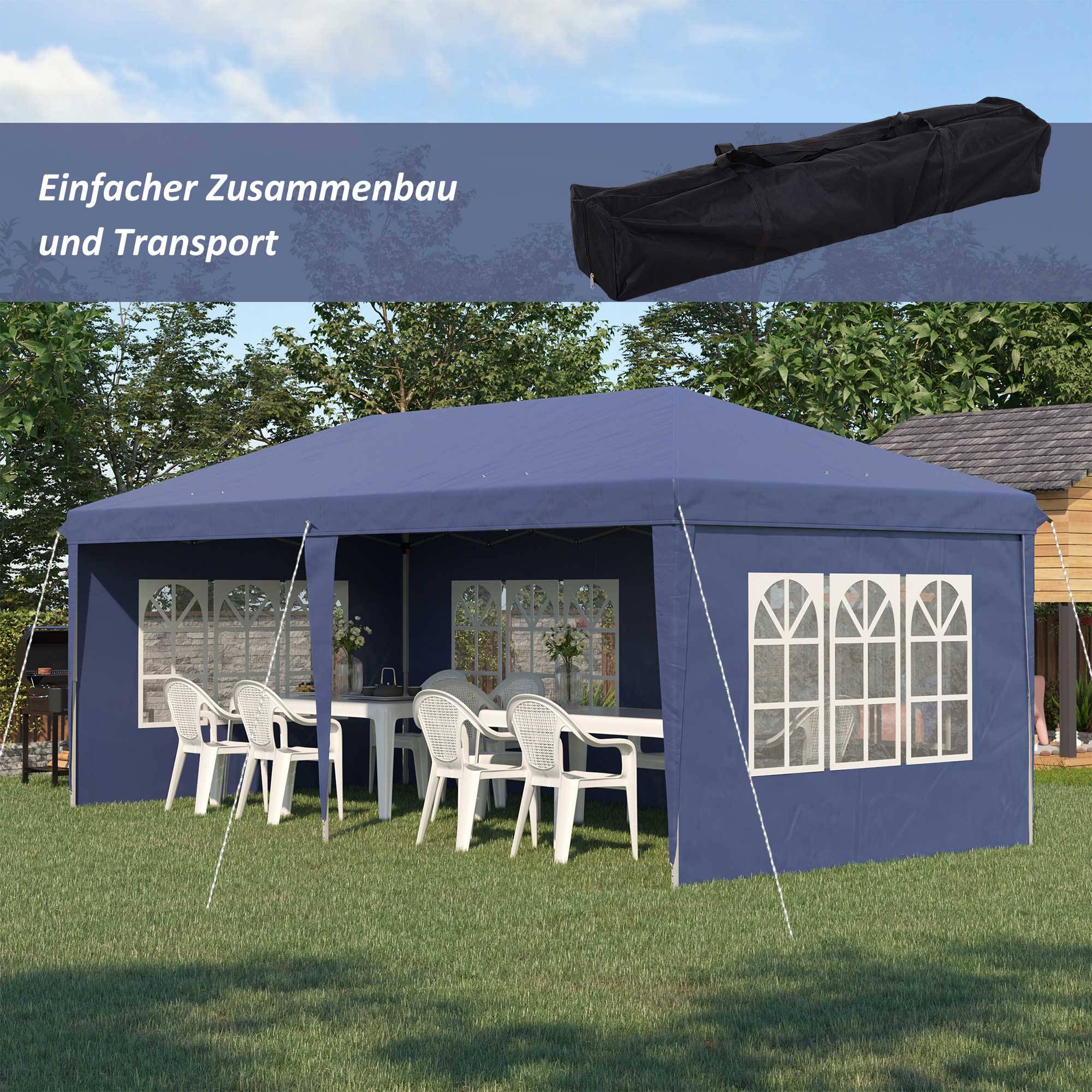 Tente de réception acier polyester pour grands événements abri étanche 6x3m bleu - ComfortXL Outdoor Living - Image 6