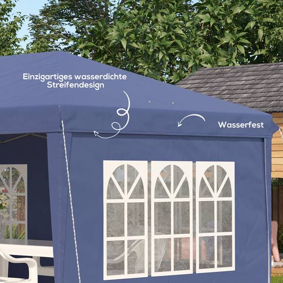Tente de réception acier polyester pour grands événements abri étanche 6x3m bleu - ComfortXL Outdoor Living - Image 8