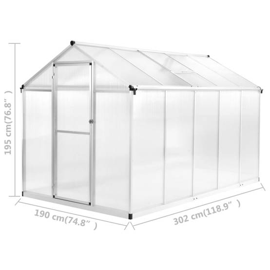 Serre Jardin Aluminium Polycarbonate Culture Plantes Anti-UV 5,74m² Transparent - ComfortXL Outdoor Living - Image 6
