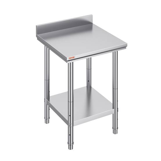 Vevor - VEVOR Table travail cuisine inox 60x60x80cm 2 étages, charge 750kg, pour préparation repas, hôtels, hôpitaux. - Image 1