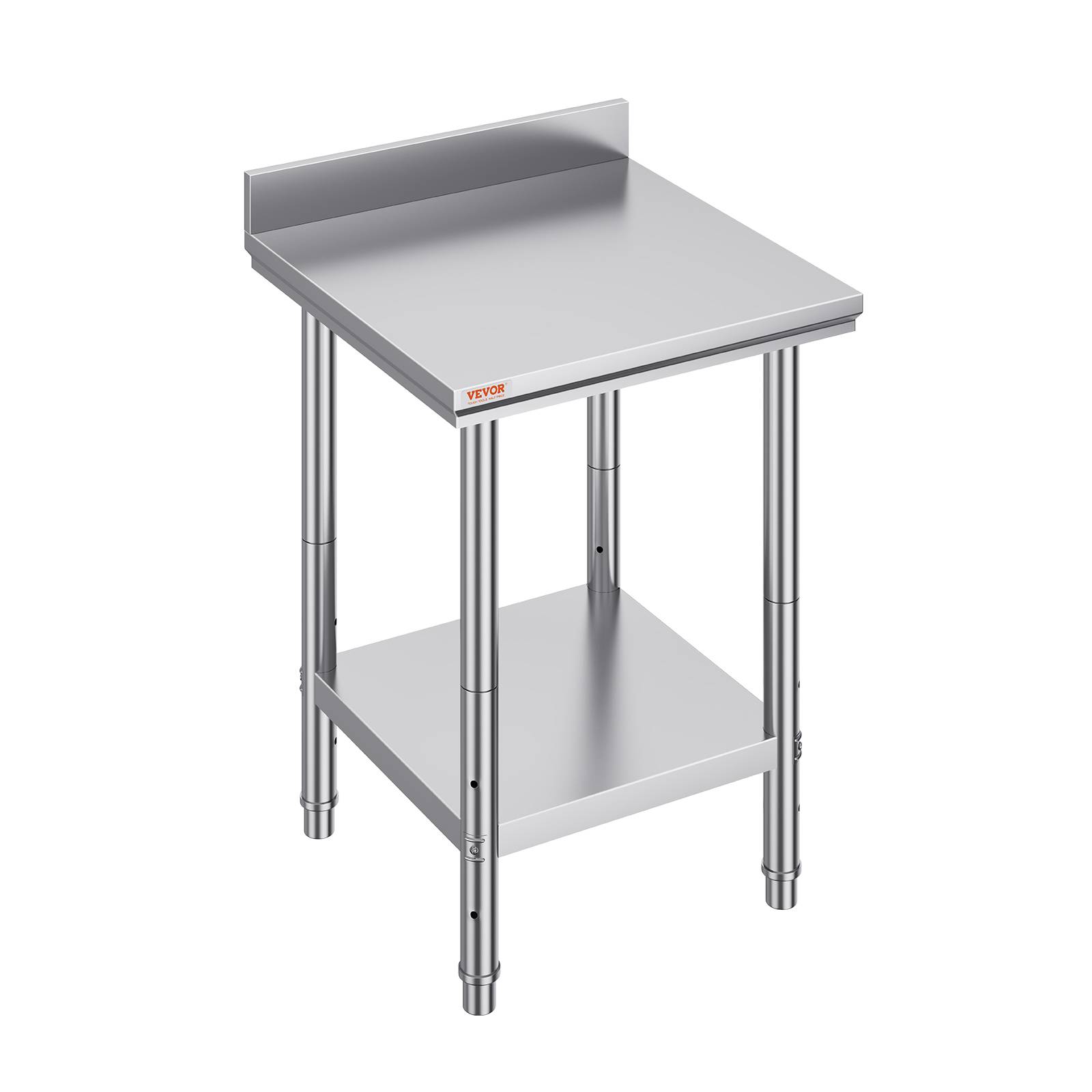 Vevor - VEVOR Table travail cuisine inox 60x60x80cm 2 étages, charge 750kg, pour préparation repas, hôtels, hôpitaux. - Image 1