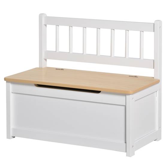 Banc coffre blanc avec dossier et couvercle amorti charge 40 kg rangement jouets 60 × 30 × 50 cm salle de jeu - Image 2