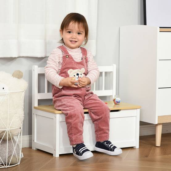 Banc coffre blanc avec dossier et couvercle amorti charge 40 kg rangement jouets 60 × 30 × 50 cm salle de jeu - Image 3