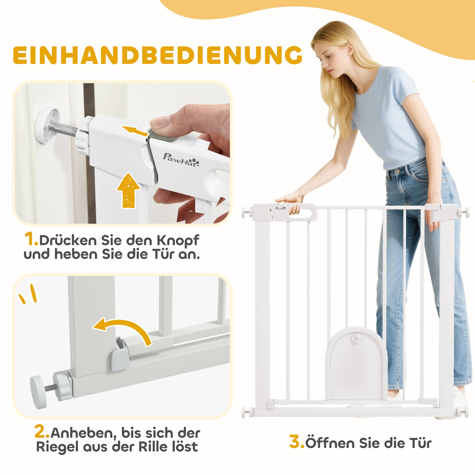Sans Marque - Barrière réglable pour animaux, avec petite porte, métal et plastique, blanc - Image 6