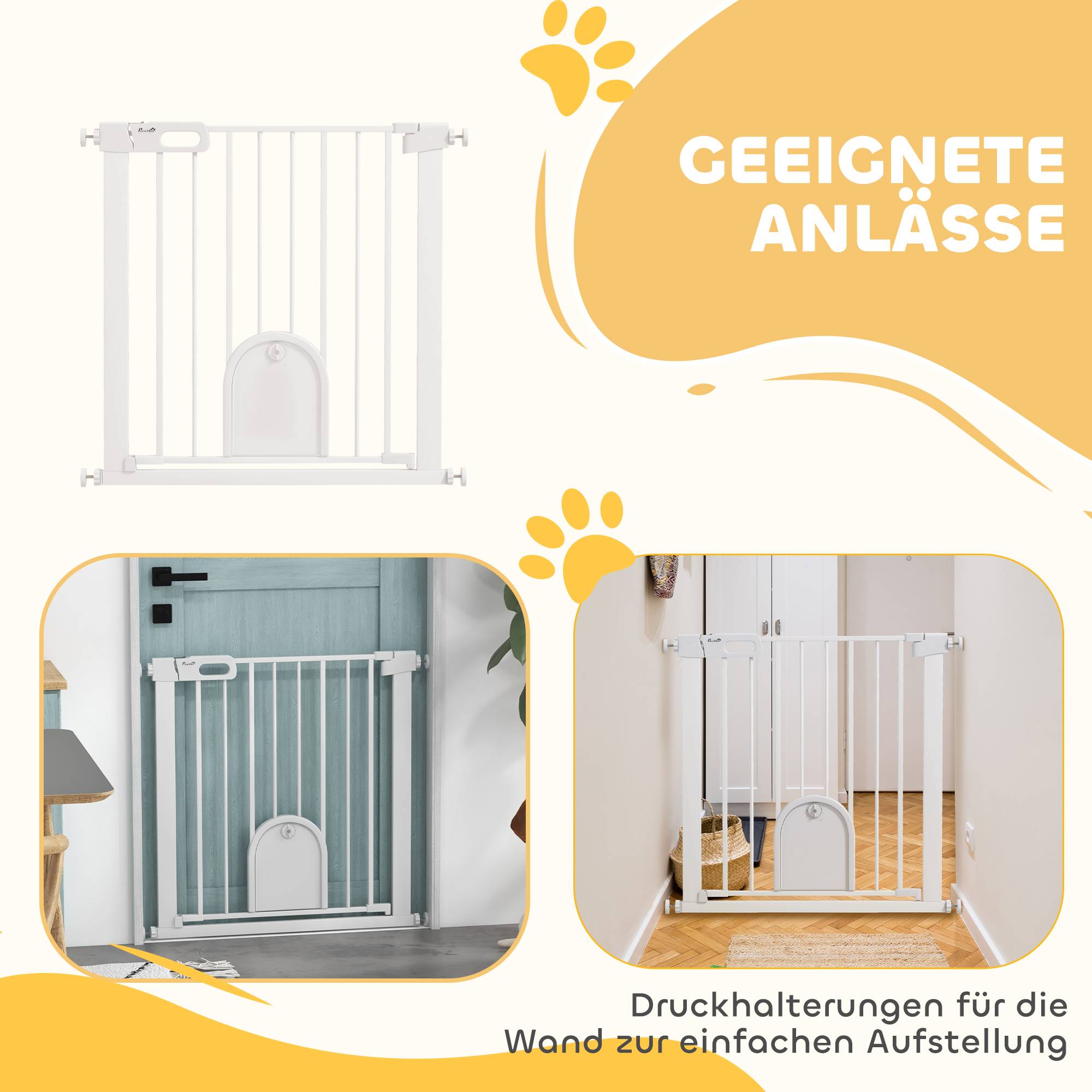 Sans Marque - Barrière réglable pour animaux, avec petite porte, métal et plastique, blanc - Image 10