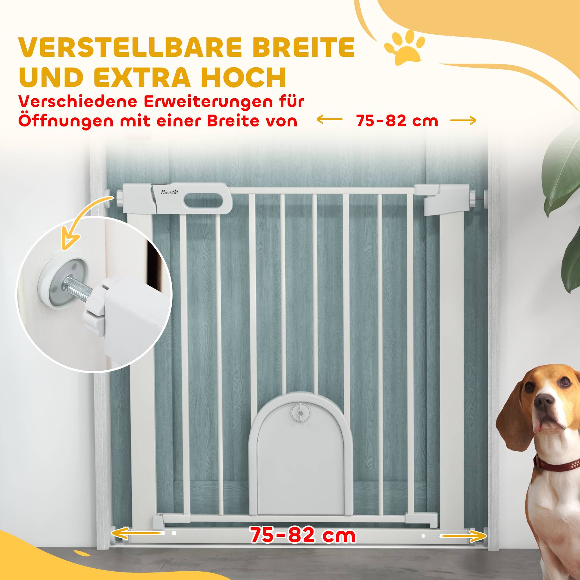Sans Marque - Barrière réglable pour animaux, avec petite porte, métal et plastique, blanc - Image 9
