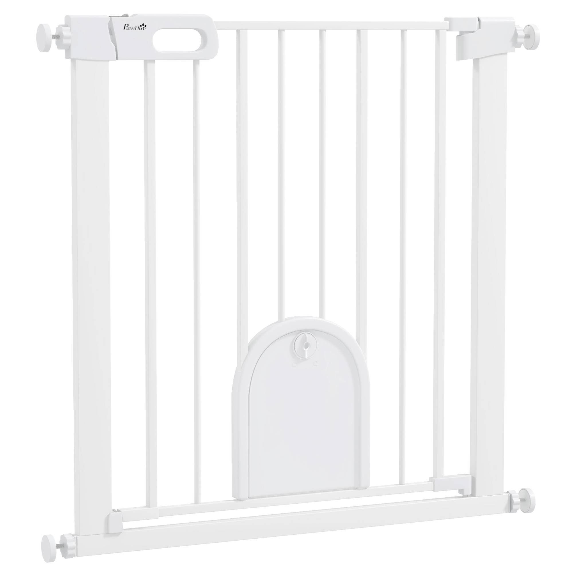 Sans Marque - Barrière réglable pour animaux, avec petite porte, métal et plastique, blanc - Image 1