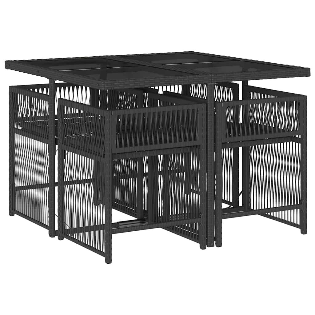 Ensemble à manger de jardin coussins 5 pcs | Mobilier d'extérieur Noir Résine tressée Maison Chic - Image 3