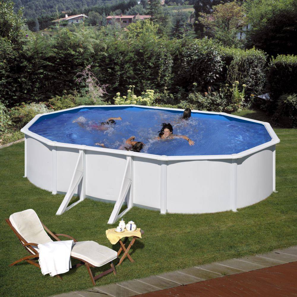 Gré - Piscine hors-sol ovale acier blanc L 6,34 m l 3,99 m H 1,22 m Fidji - GRE