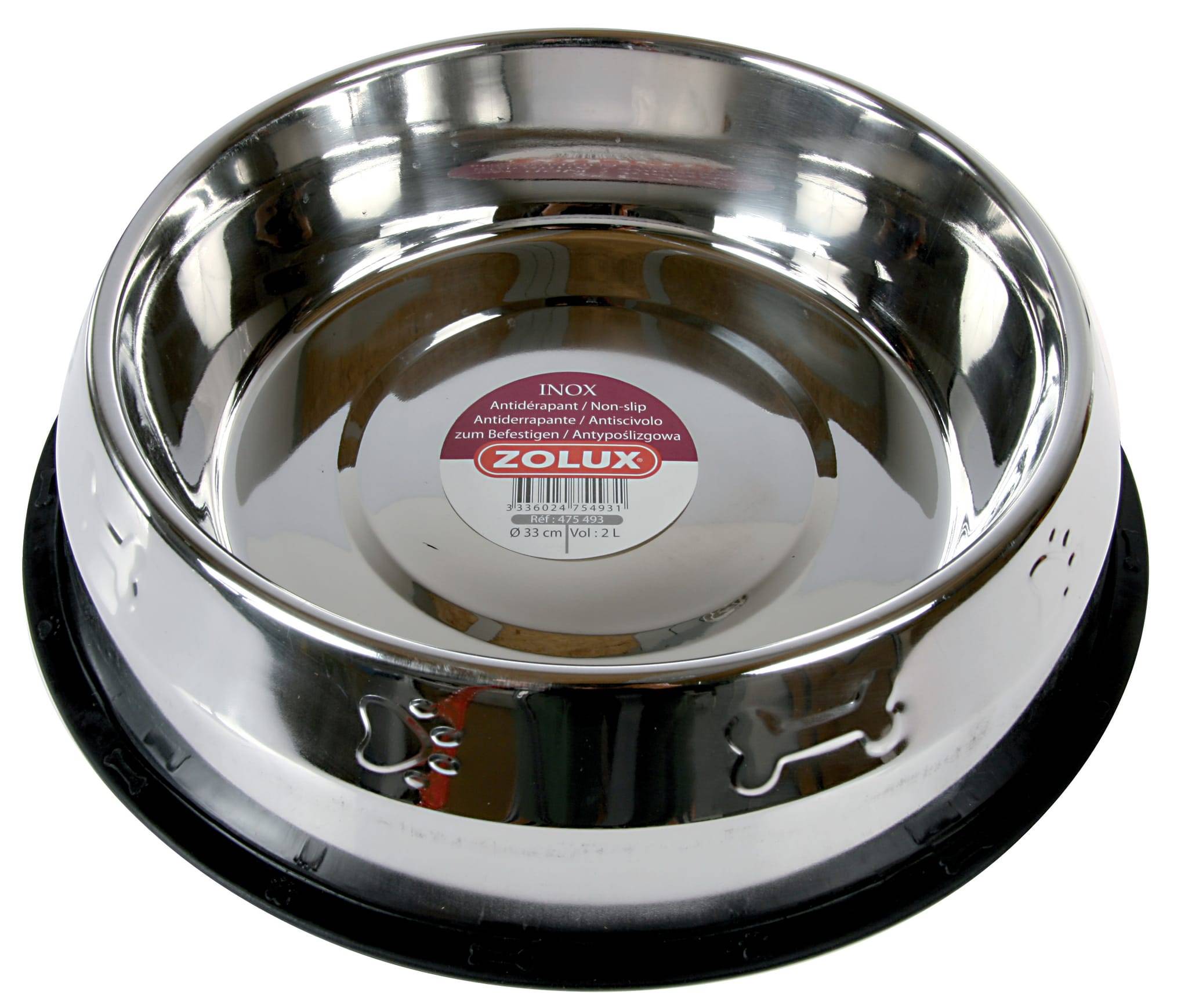 Zolux - Ecuelle ronde en inox antidérapante ø32,5 cm 2,9 L