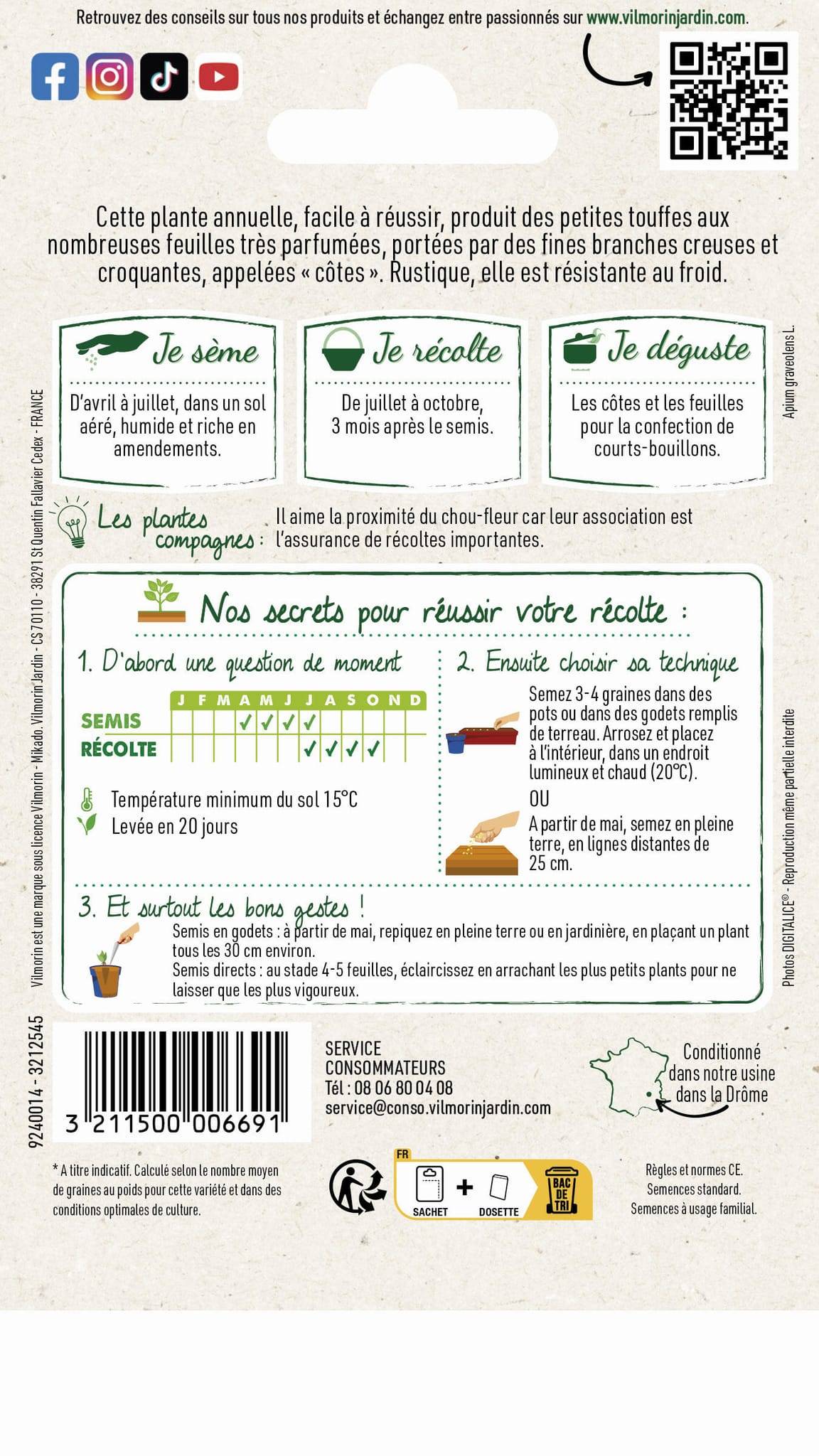 Vilmorin - Cèleri à couper série 2 sachet graines 1,5 g - Vilmorin - Image 4