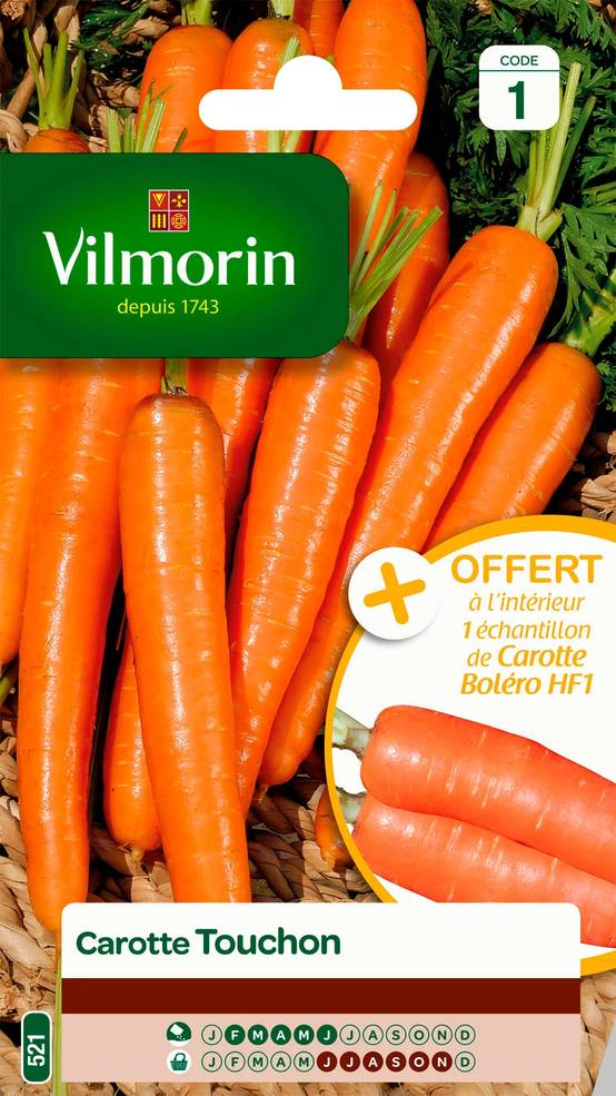 Vilmorin - Carotte Touchon + échantillon carotte boléro série 1 sachet graines 4 g - Vilmorin - Image 2