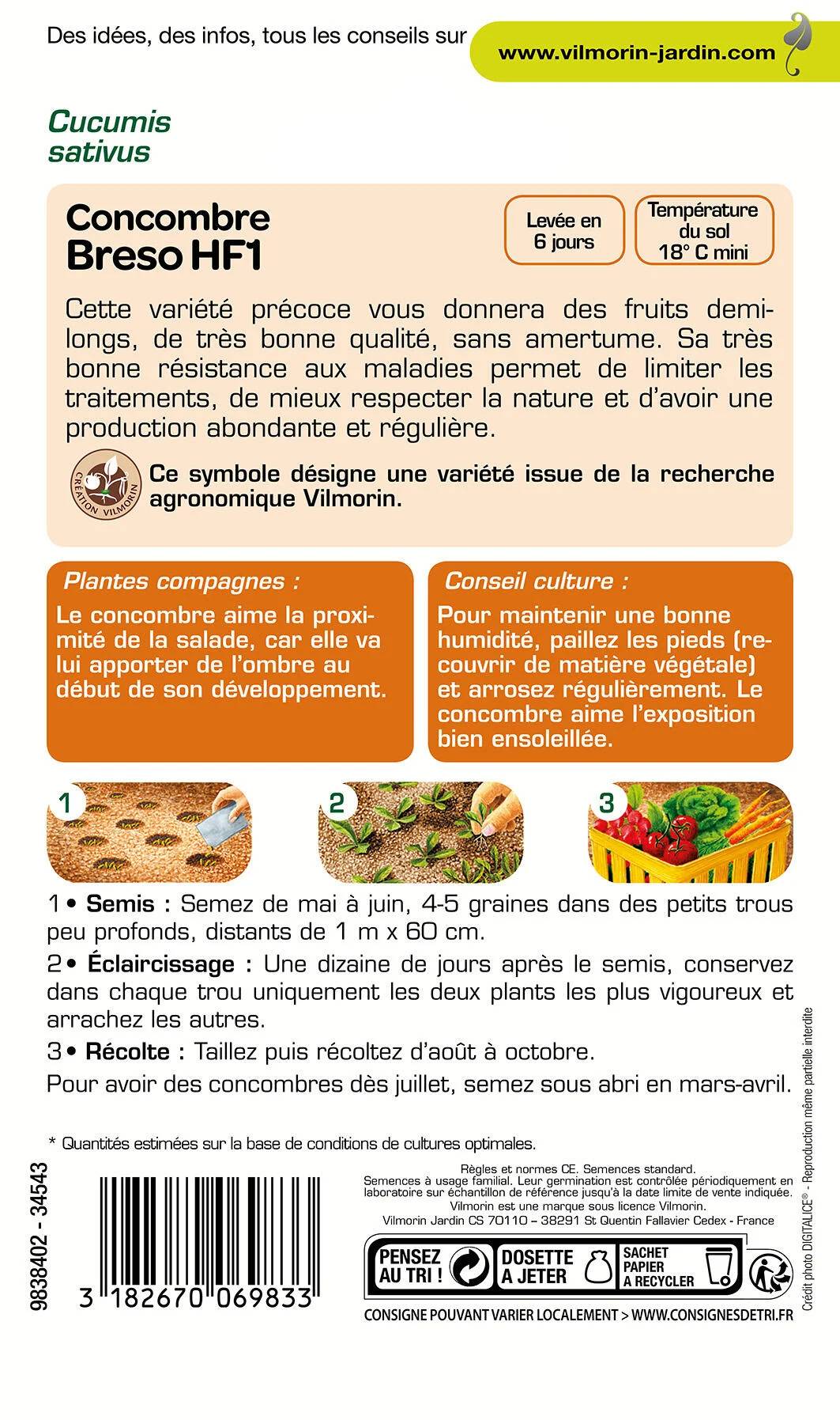 Vilmorin - Concombre breso hf1 création série 3 sachet graines 1 g - Vilmorin - Image 3