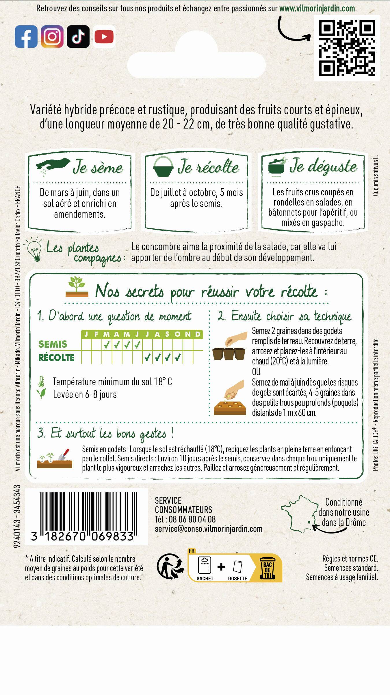 Vilmorin - Concombre breso hf1 création série 3 sachet graines 1 g - Vilmorin - Image 4