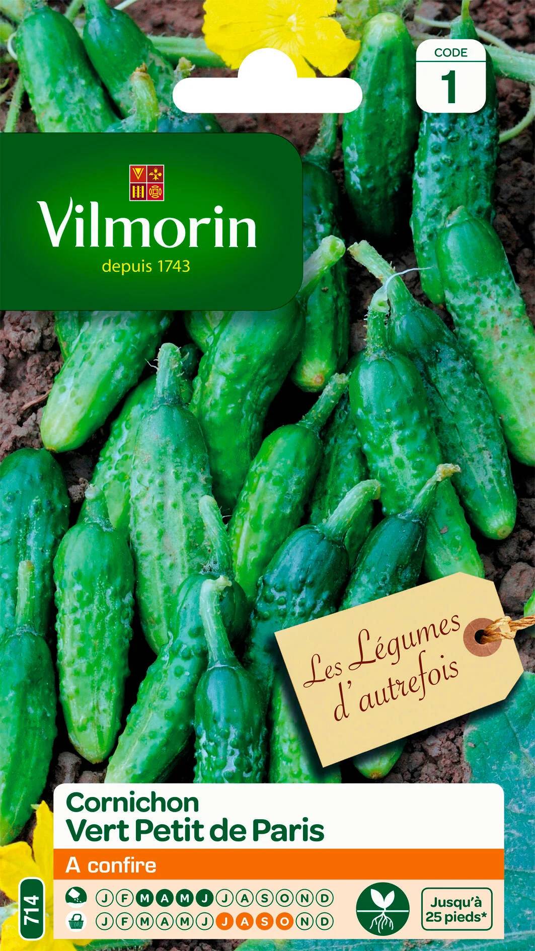 Vilmorin - Cornichon vert petit de Paris série 1 sachet graines 3 g - Vilmorin - Image 1