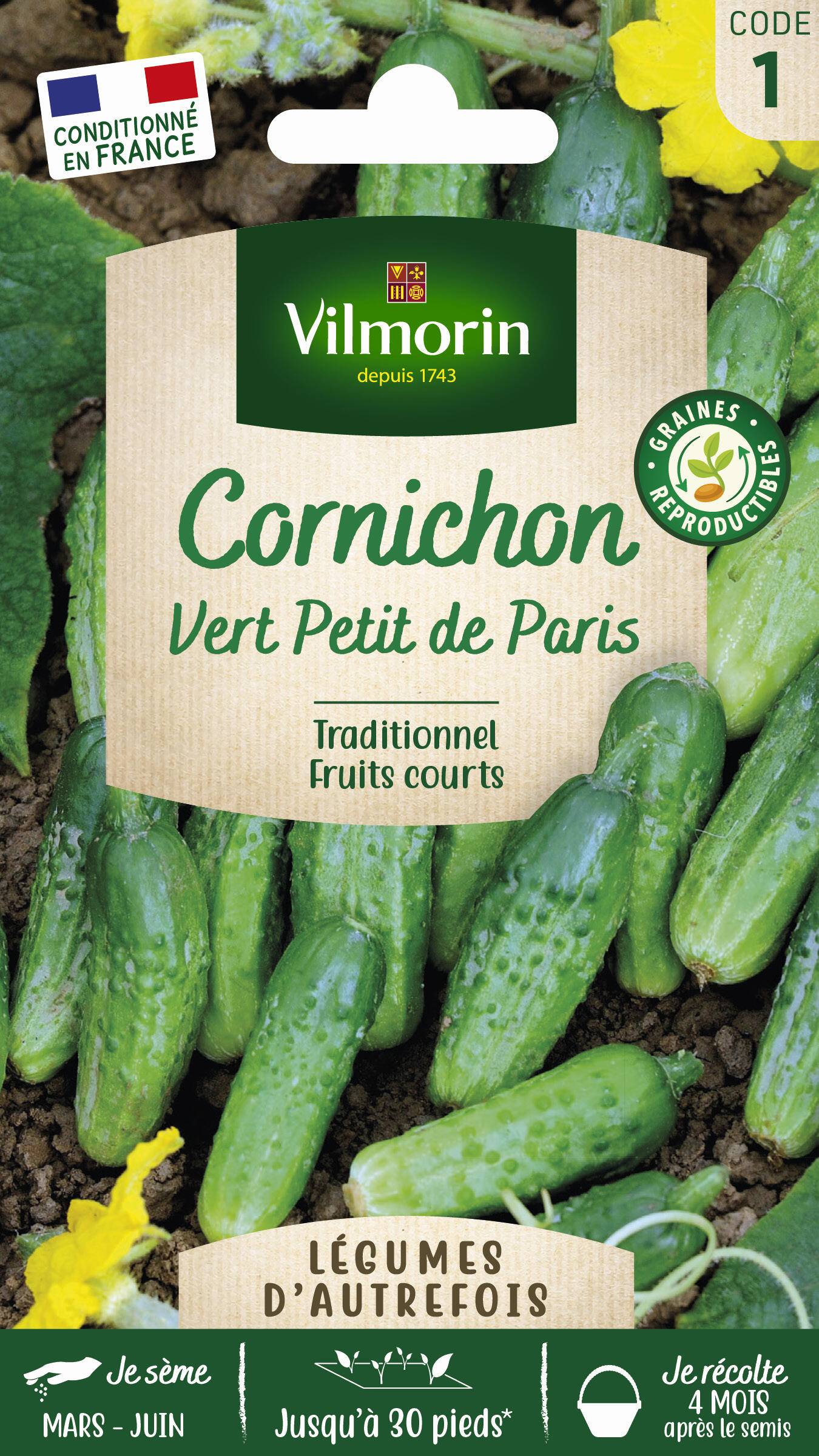Vilmorin - Cornichon vert petit de Paris série 1 sachet graines 3 g - Vilmorin - Image 2