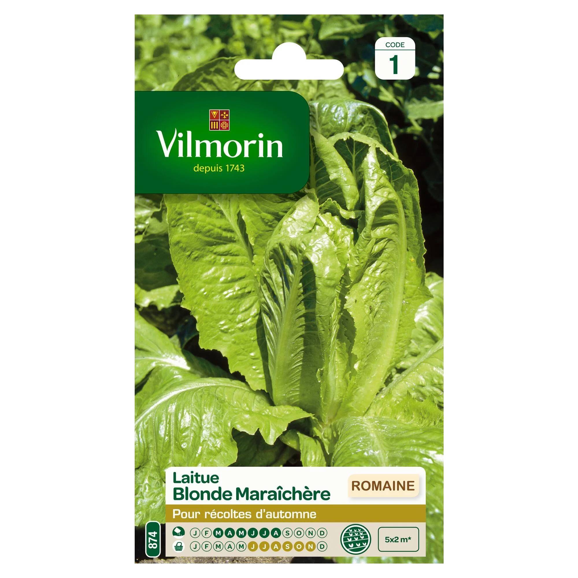 Vilmorin - Laitue romaine blonde maraichère série 1 sachet graines 4 g - Vilmorin - Image 2