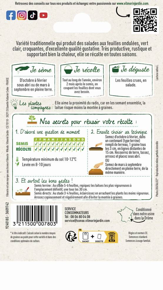 Vilmorin - Laitue a couper salad bowl verte série 2 sachet graines 4 g - Vilmorin - Image 4