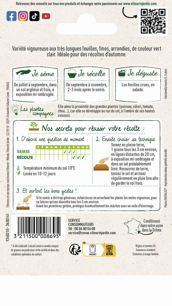 Vilmorin - Mâche a grosse graine série 1 sachet graines 4 g - Vilmorin - Image 4
