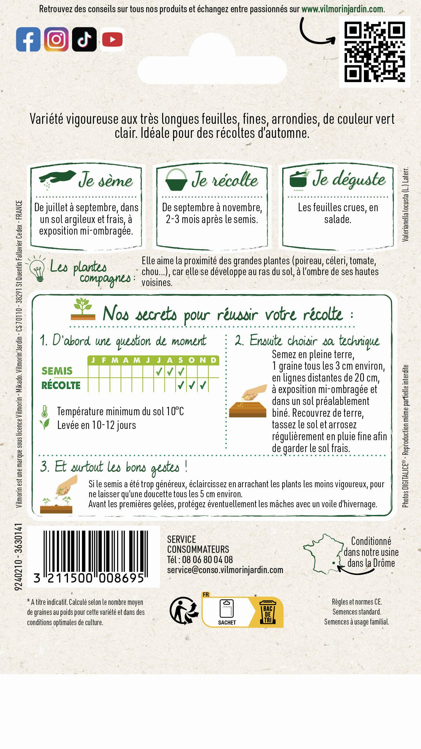 Vilmorin - Mâche a grosse graine série 1 sachet graines 4 g - Vilmorin - Image 4