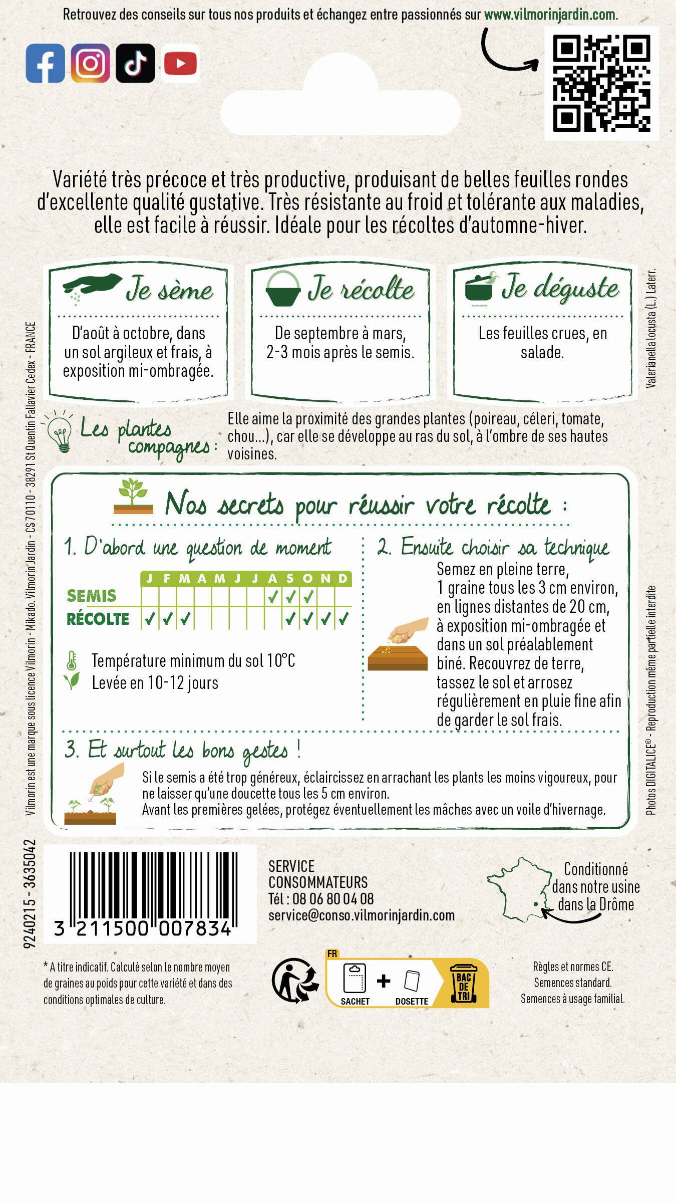 Vilmorin - Mâche vit série 2 sachet graines 3 g - Vilmorin - Image 4