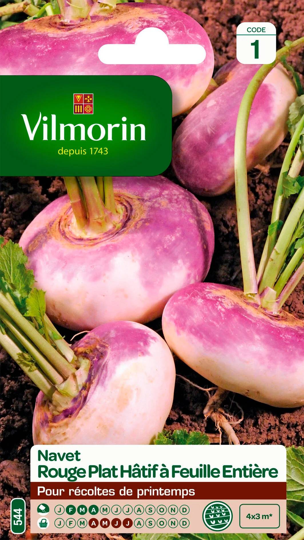 Vilmorin - Navet légume rouge plat hâtif a feuille entière série 1 sachet graines 4 g - Vilmorin - Image 1