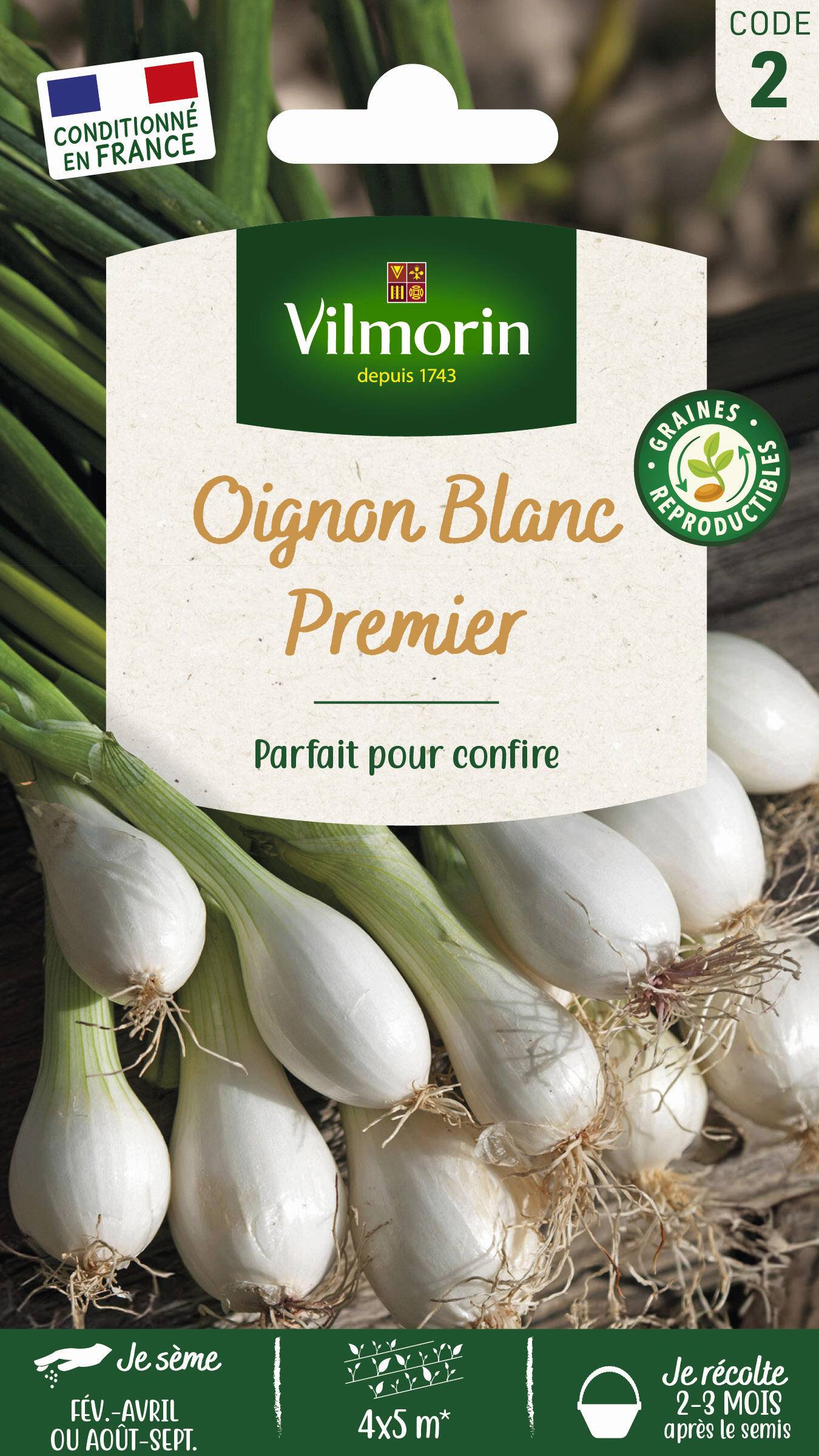 Vilmorin - Oignon blanc premier série 2 sachet graines 3 g - Vilmorin - Image 1