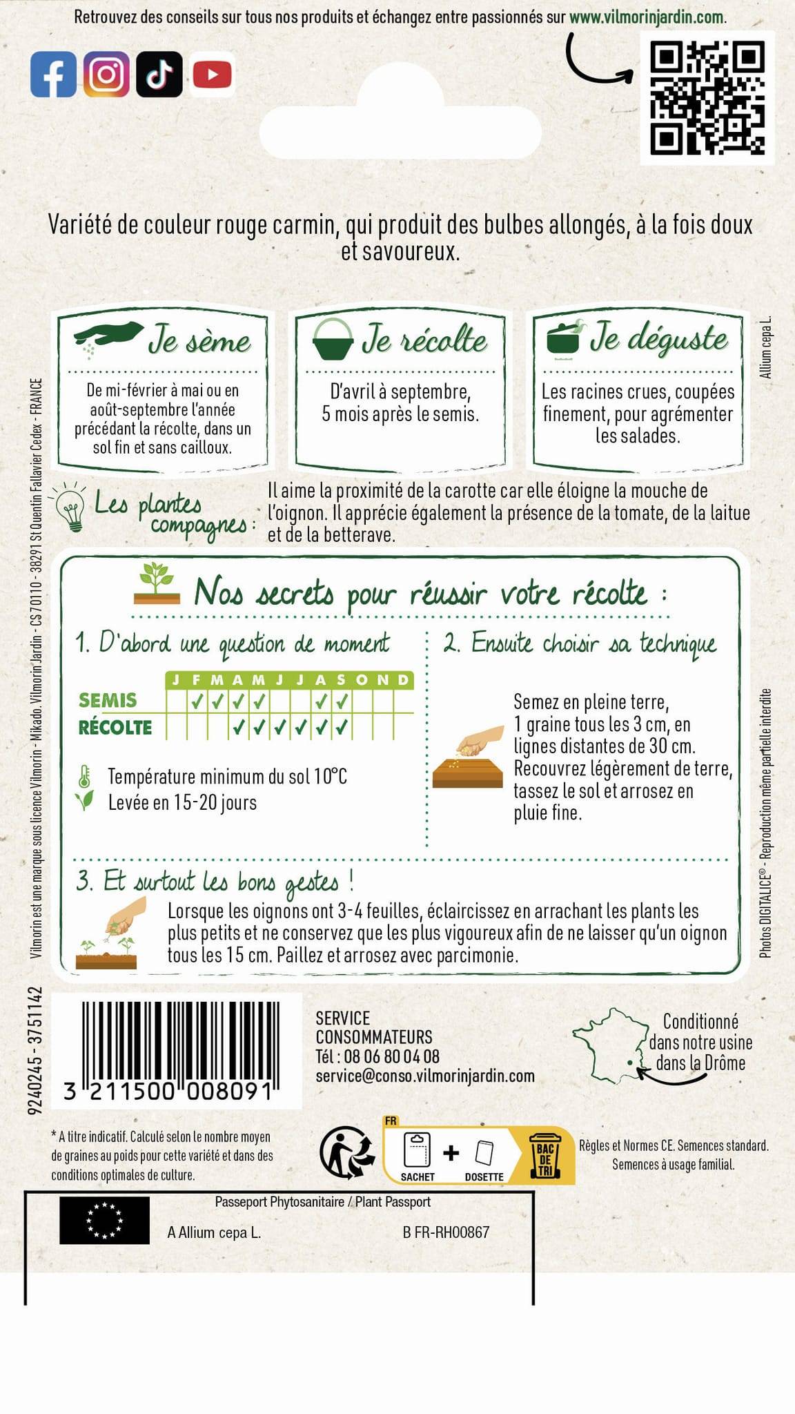 Vilmorin - Oignon rouge de Florence race de Simiane série 2 sachet graines 5 g - Vilmorin - Image 2