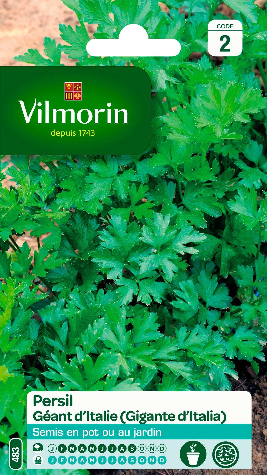 Vilmorin - Persil à feuilles commun géant d Italie série 2 sachet graines 5 g - Vilmorin