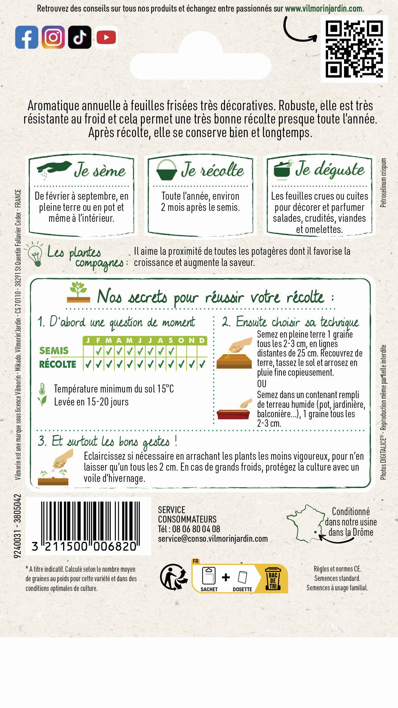 Vilmorin - Persil à feuilles frisé race Verbo sélection série 2 sachet graines 5 g - Vilmorin - Image 4