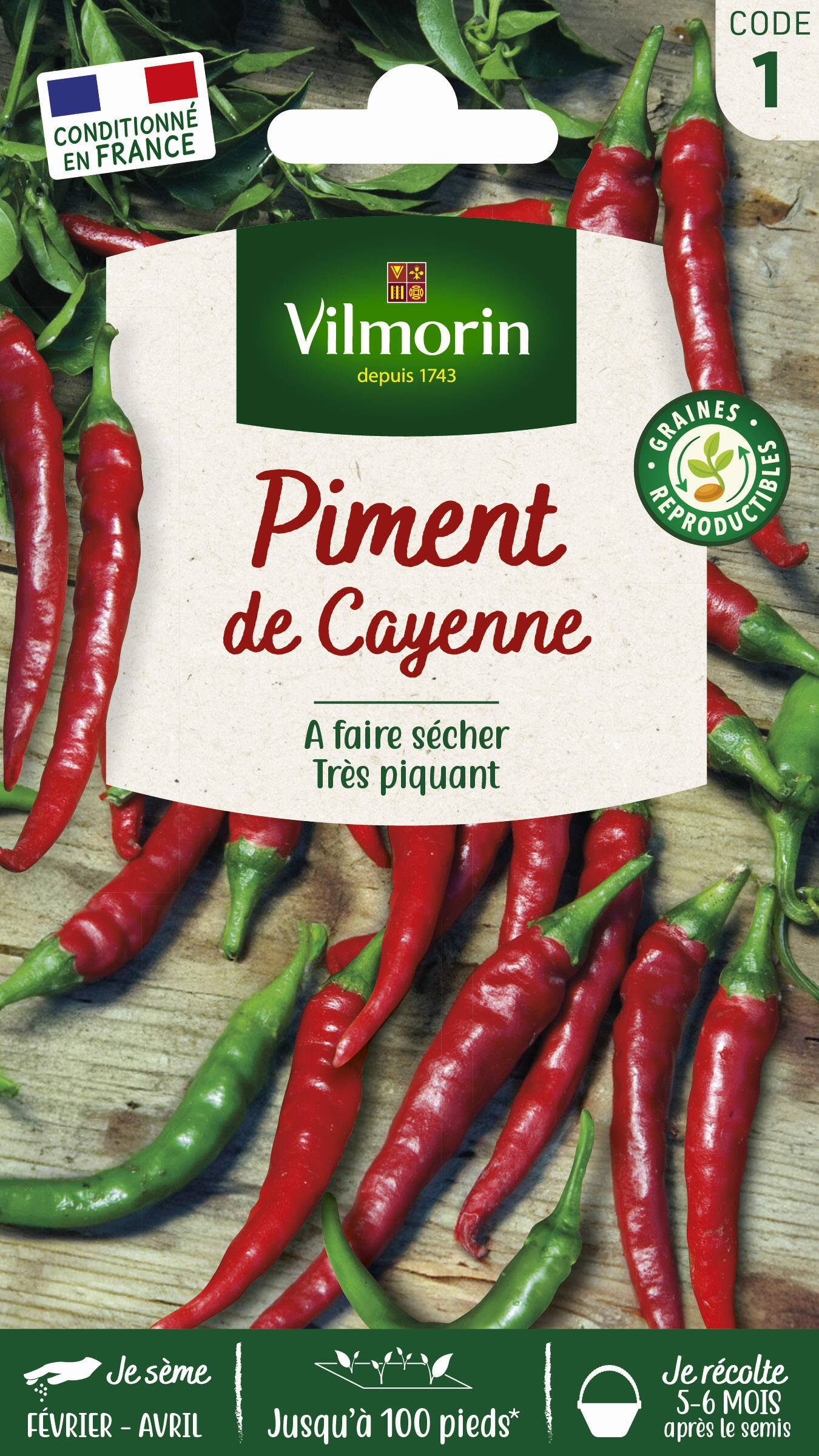 Vilmorin - Piment de Cayenne série 1 sachet graines 2 g - Vilmorin - Image 1