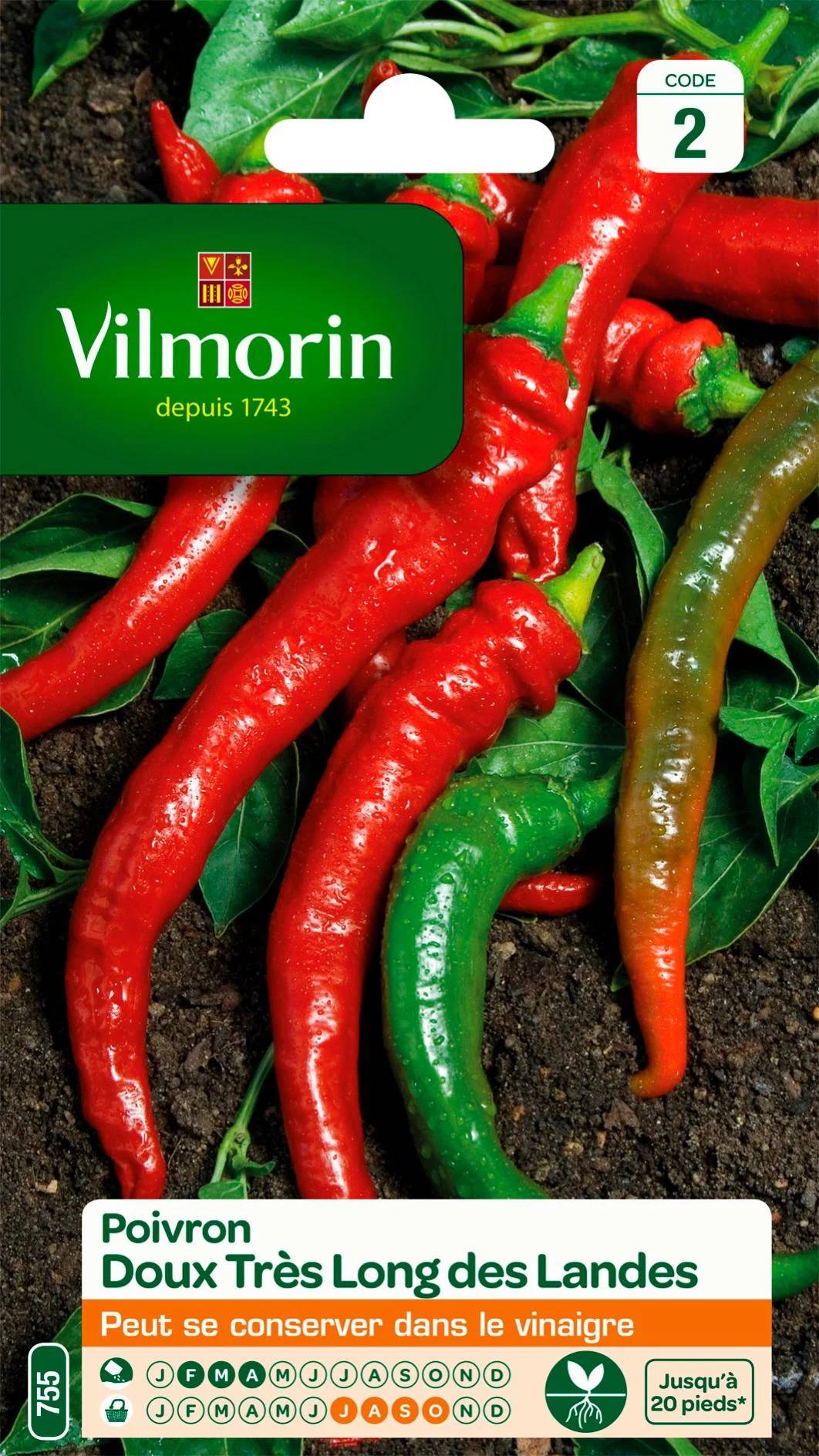 Vilmorin - Poivron doux long des Landes série 2 sachet graines 2 g - Vilmorin - Image 1