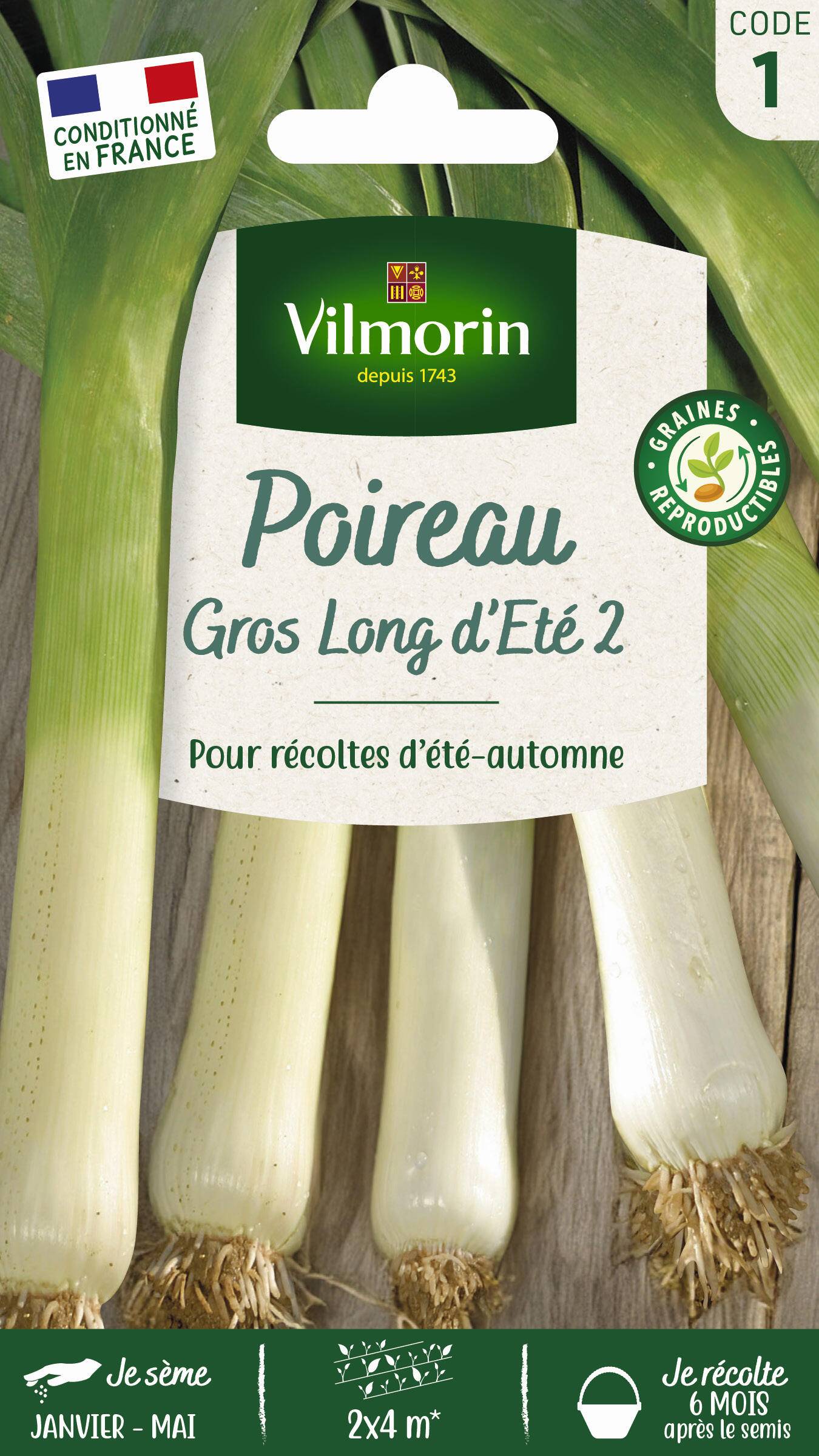 Vilmorin - Poireau Gros long d'été 2 série 1 sachet graines 4 g - Vilmorin - Image 2