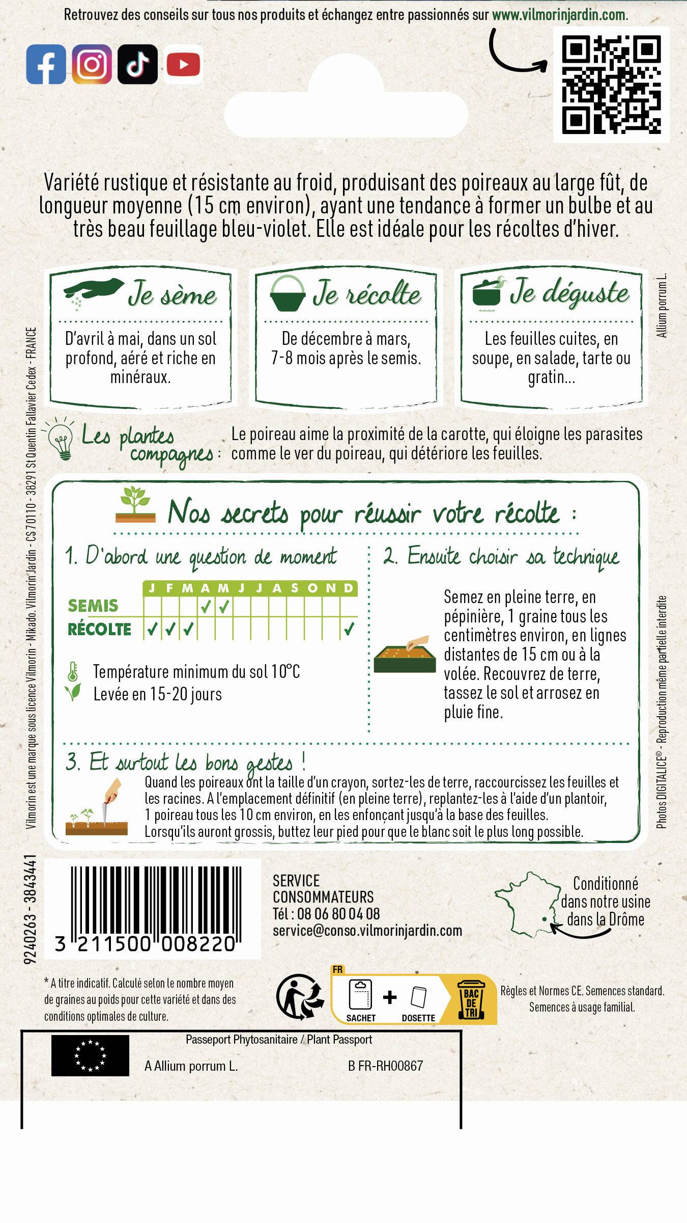 Vilmorin - Poireau bleu de Solaise série 1 sachet graines 4 g - Vilmorin - Image 4